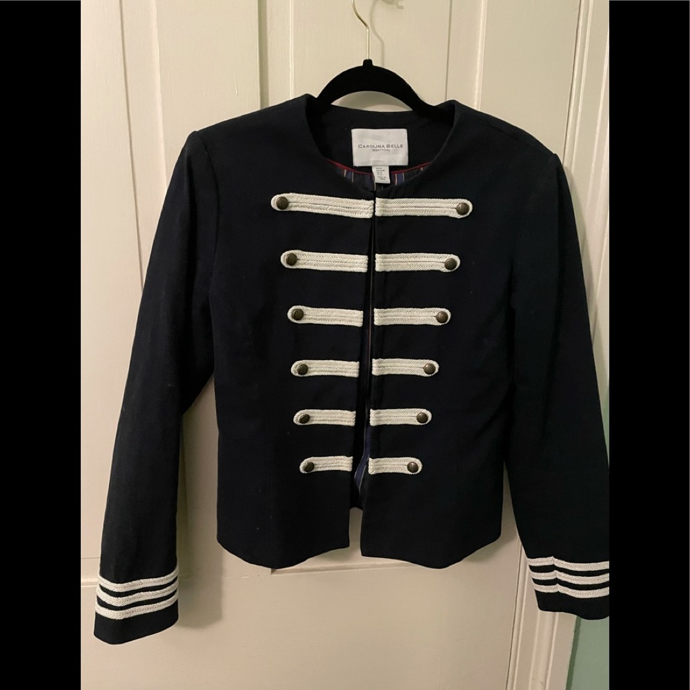 Dark navy with white embellishments jacket